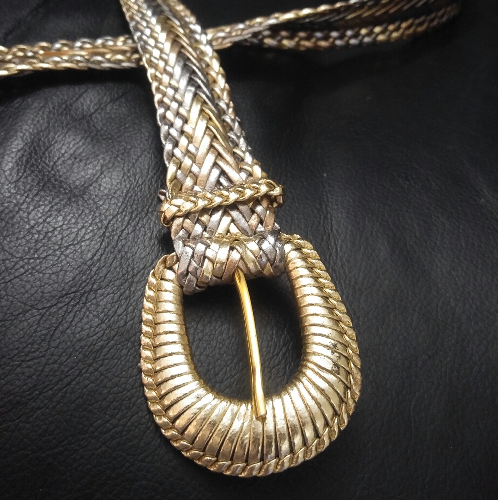 Gold & Silver Braided Fashin Belt L 40"